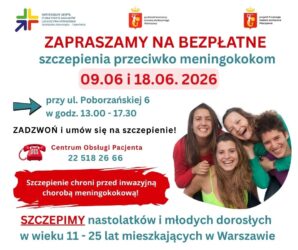 Bezpłatne szczepienia przeciwko meningokokom (A, C, W135, Y) dla młodzieży i młodych dorosłych z Warszawy