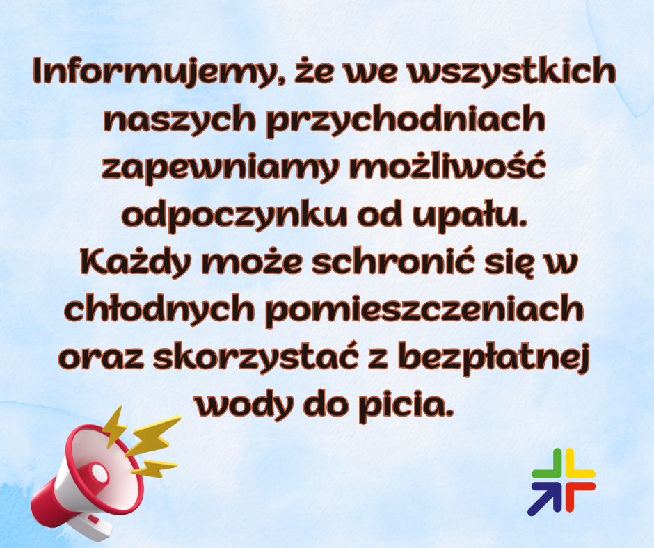 Informujemy, że we wszystkich naszych przychodniach zapewniamy możliwość odpoczynku od upału.
 Każdy może schronić się w chłodnych pomieszczeniach oraz skorzystać z bezpłatnej wody do picia.
