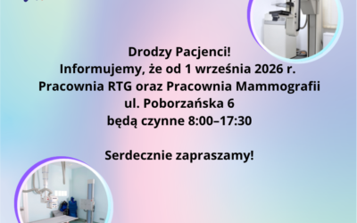 Zmiana godzin pracy Pracowni RTG ul. Poborzańska 6